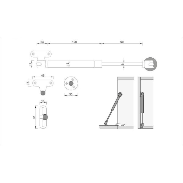 Gas Strut 60N Drop Down